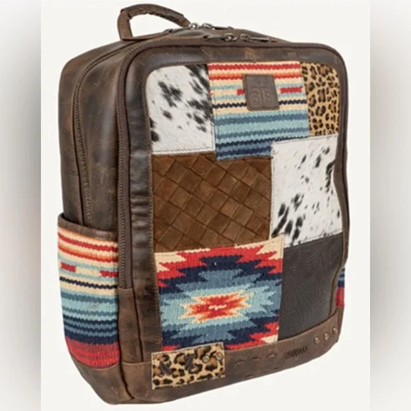 STS Ranchwear Patchwork Backpack - Brown and Blue - Picture 2 of 5
